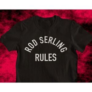 Rod Serling Rules Twilight Zone Black White Tee